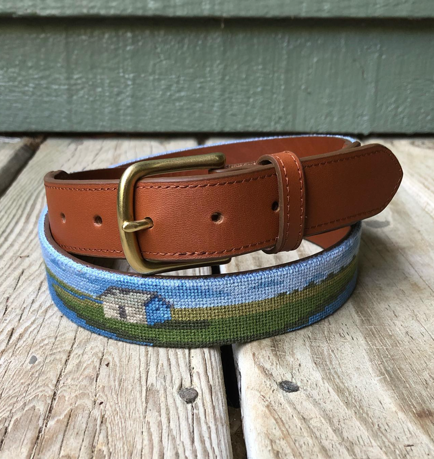 Bald Head Island Creek Needlepoint Belt